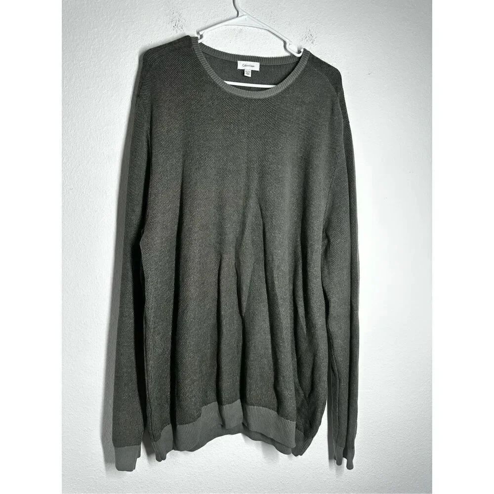 Calvin Klein Men’s Cotton Blend Pullover Green Crewneck Long Sleeve Size XXL